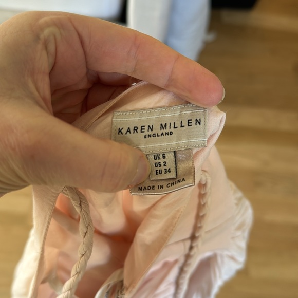 Karen Millen Light Pink Dress Embroidered Rope Straps Size 2 - Picture 5 of 6